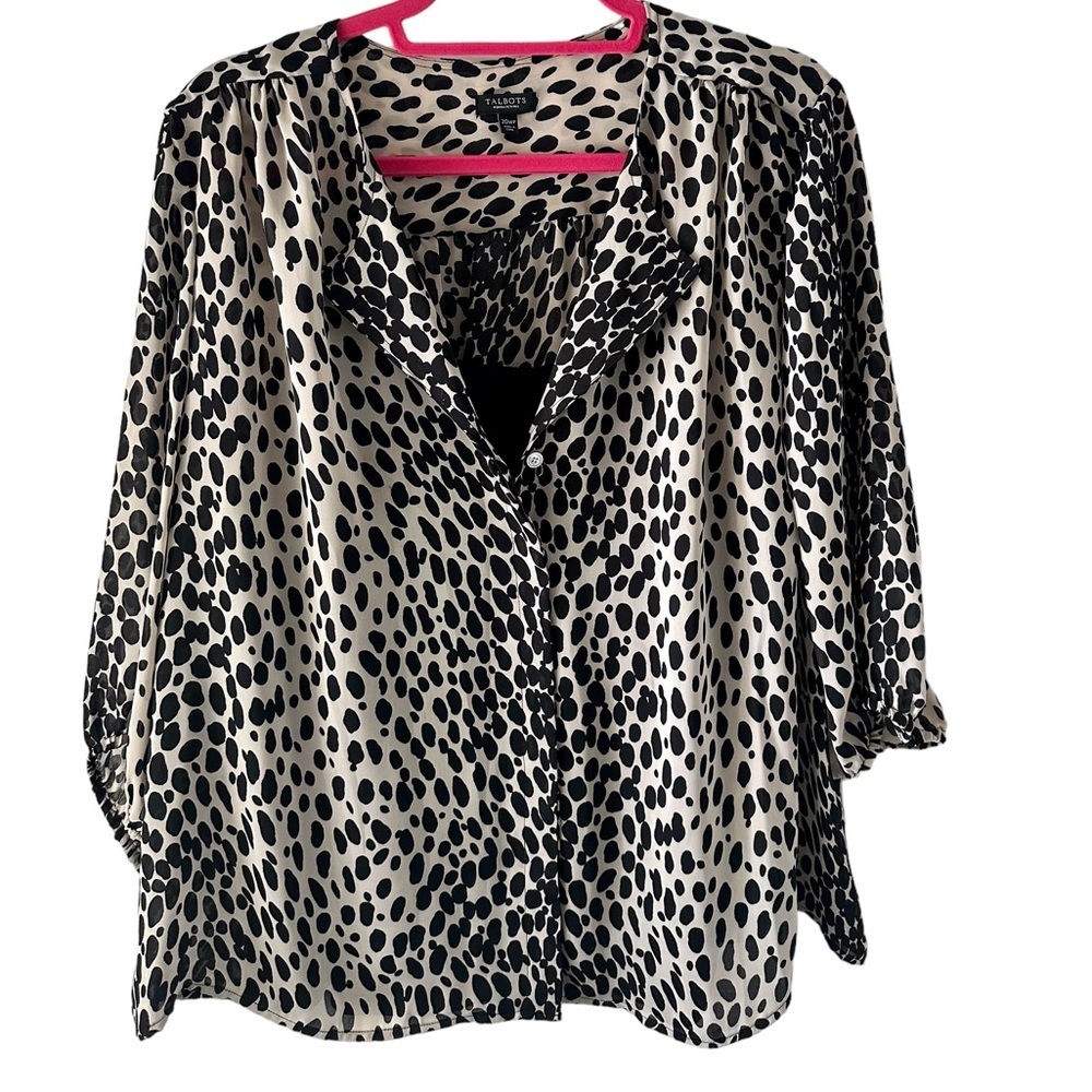 Talbots Woman Petite’s Button Down Shirts Beige & Black 2Pc Size 20Wp